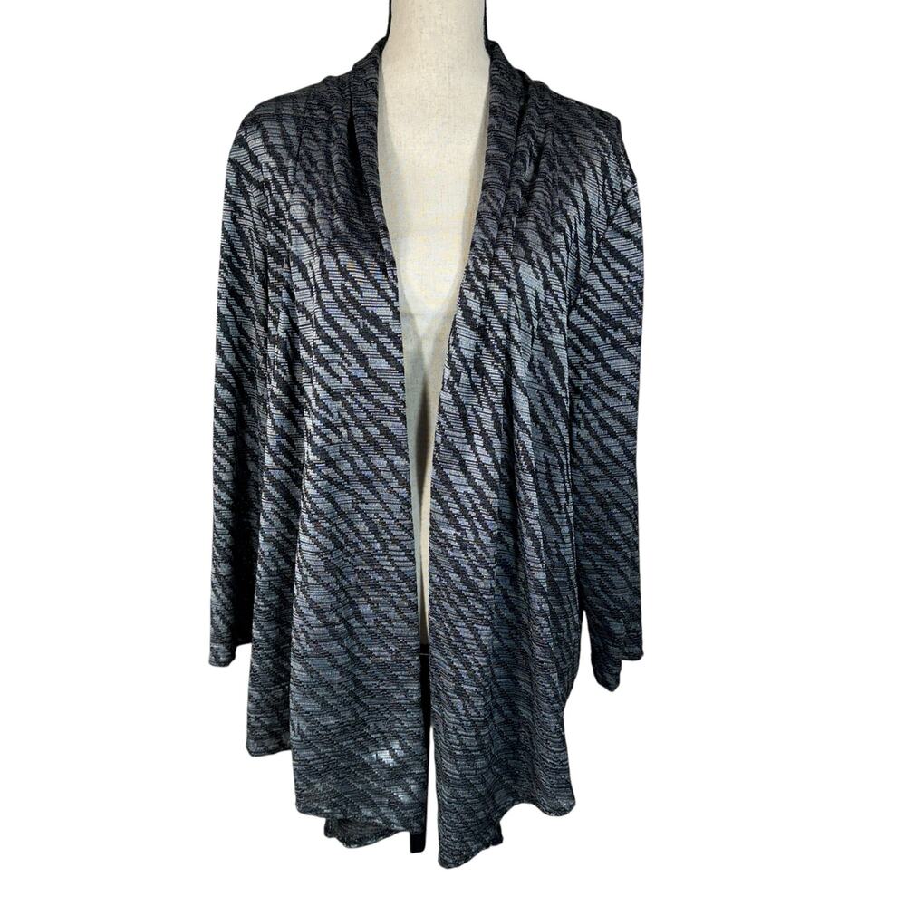 Chico’s SZ 3 (X-Large) Malley Open-Front Jacket Draped Long Sleeve Stretch Multi